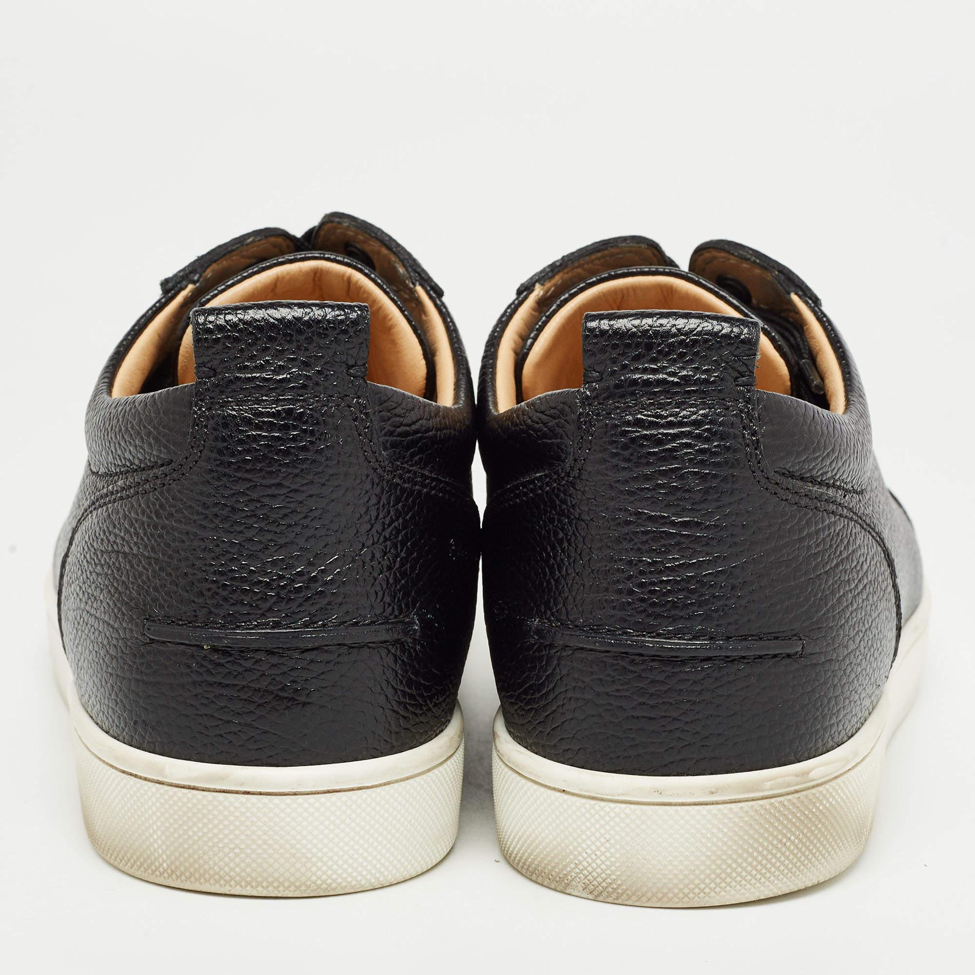 Women's Christian Louboutin Black Leather Orlato Low Top Sneakers Size 43