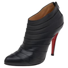 Christian Louboutin Black Leather Orniron Ankle Boots Size 37.5