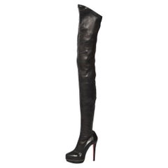 Christian Louboutin Black Leather Over Knee Length Boots Size 36.5
