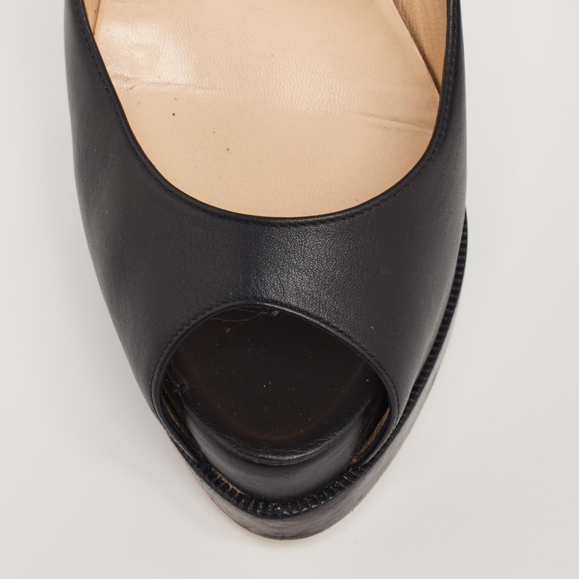 Christian Louboutin Black Leather Palais Royal Pumps Size 38.5 For Sale 1