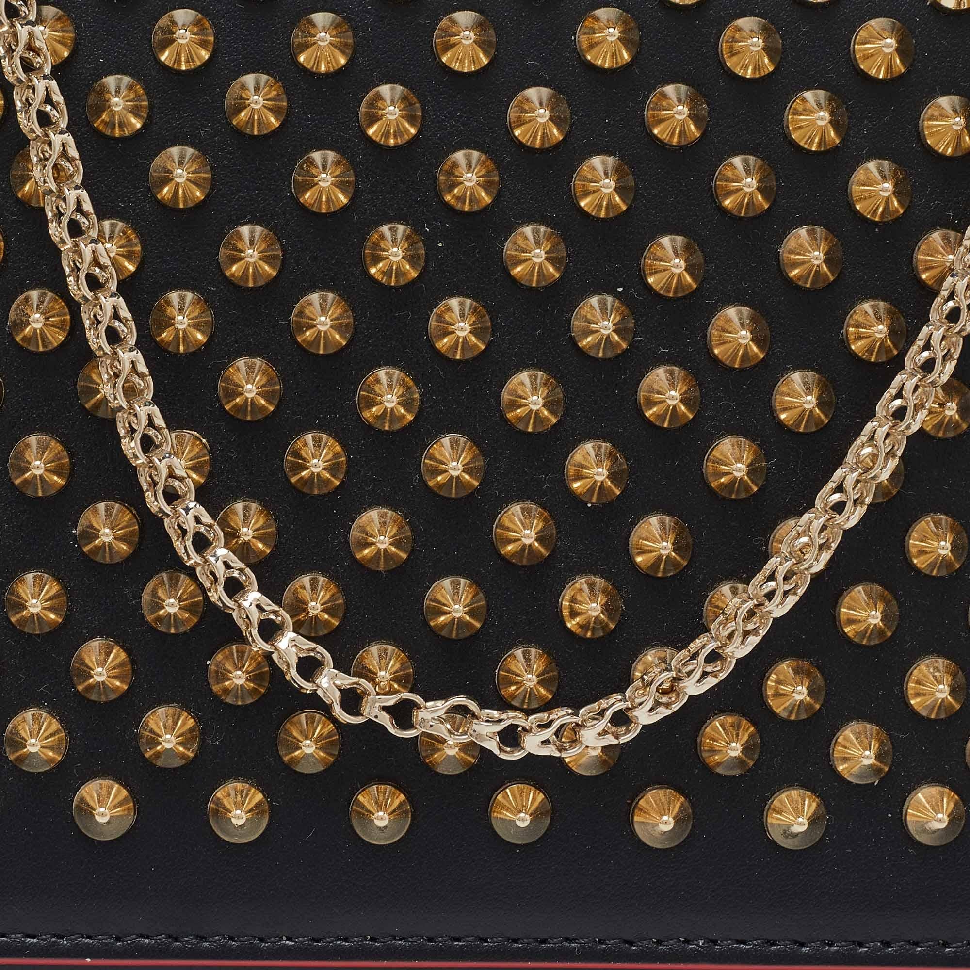Christian Louboutin Black Leather Paloma Spiked Chain Clutch 1