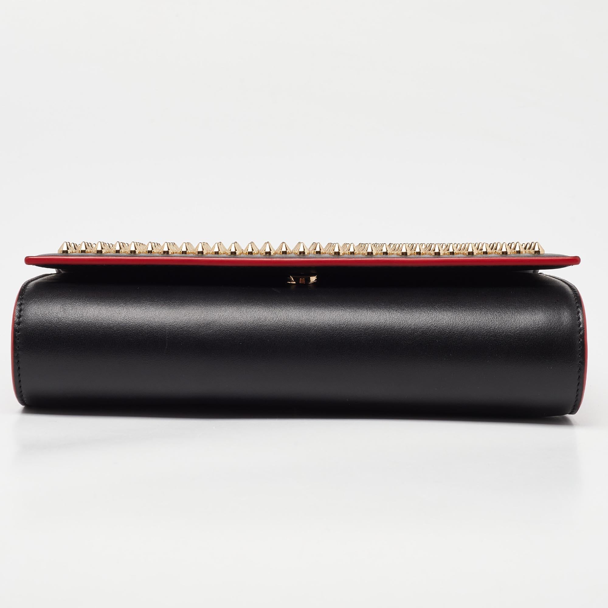 Christian Louboutin Black Leather Paloma Spiked Chain Clutch 2