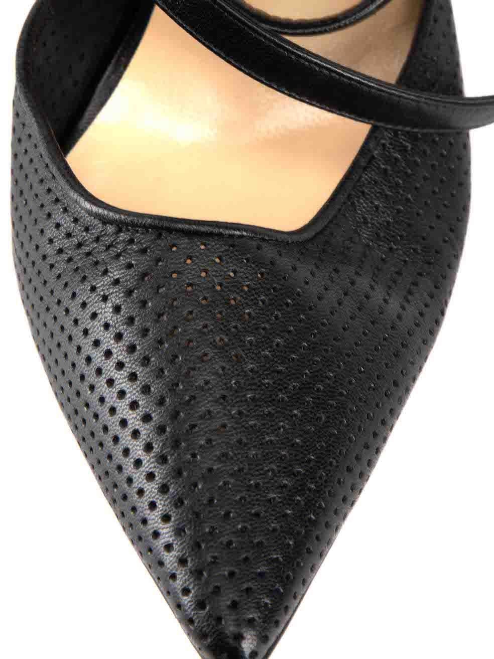 Christian Louboutin Black Leather Perforated Heels Size IT 37 For Sale 1