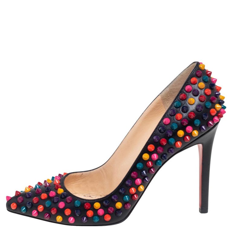 Christian Louboutin Black Leather Pigalle Follies Spikes Pumps Size 37 For  Sale at 1stDibs | black louboutin heels with spikes, louboutin heels  spikes, pumps spikes