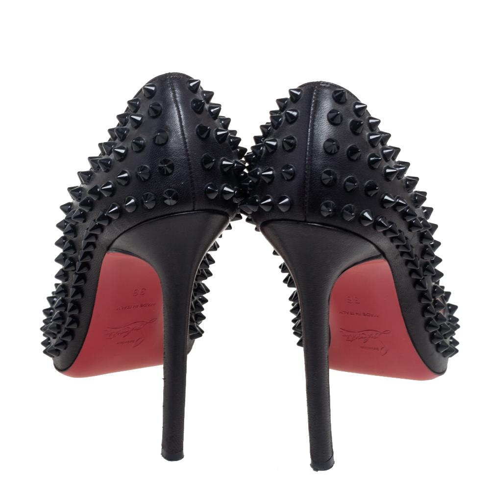 Christian Louboutin Black Leather Pigalle Spikes Pumps Size 36 1