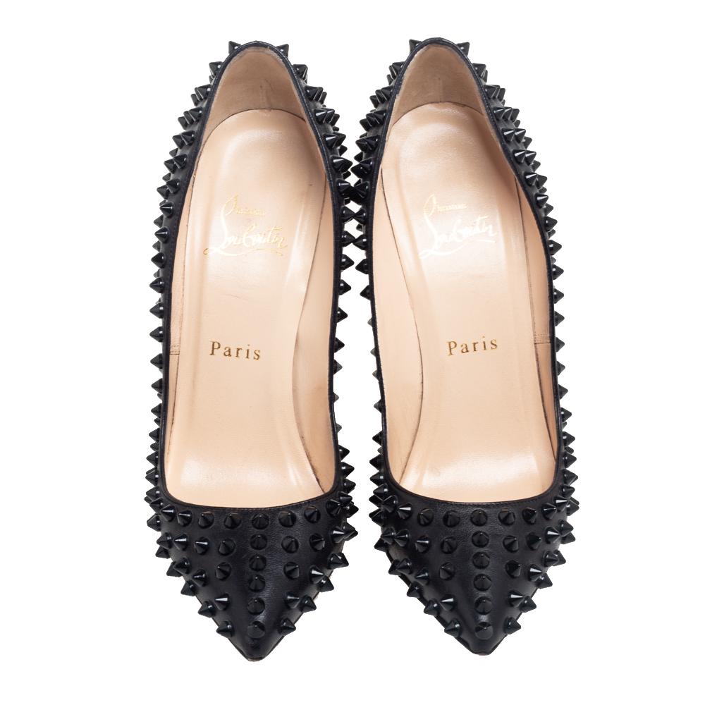 Christian Louboutin Black Leather Pigalle Spikes Pumps Size 36 2