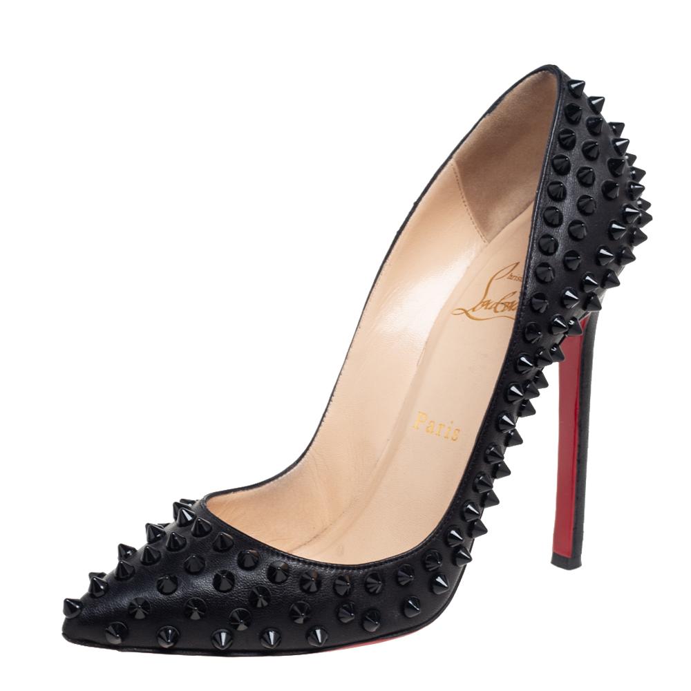Christian Louboutin Black Leather Pigalle Spikes Pumps Size 36 3