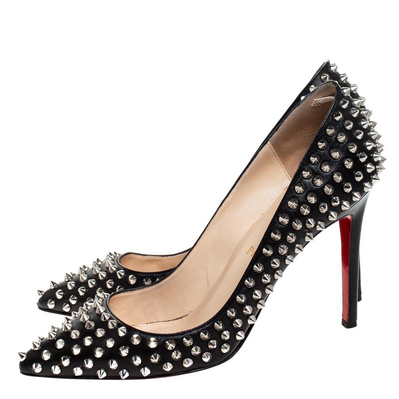 Christian Louboutin Black Leather Pigalle Spikes Pumps Size 40.5 1