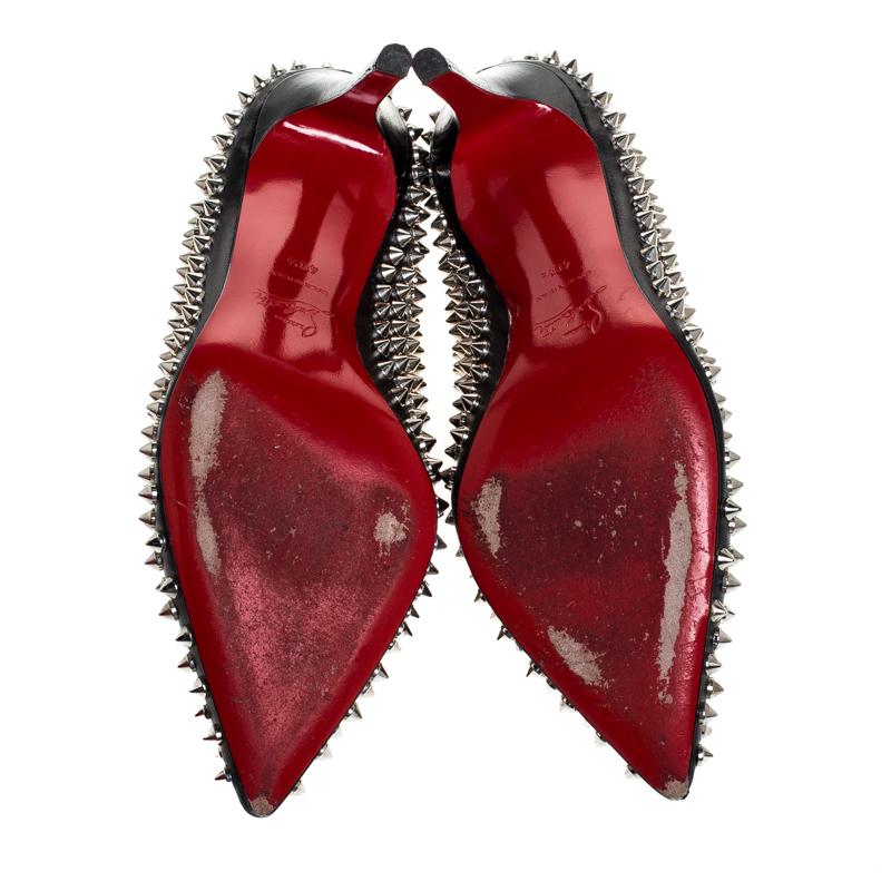 Christian Louboutin Black Leather Pigalle Spikes Pumps Size 40.5 2