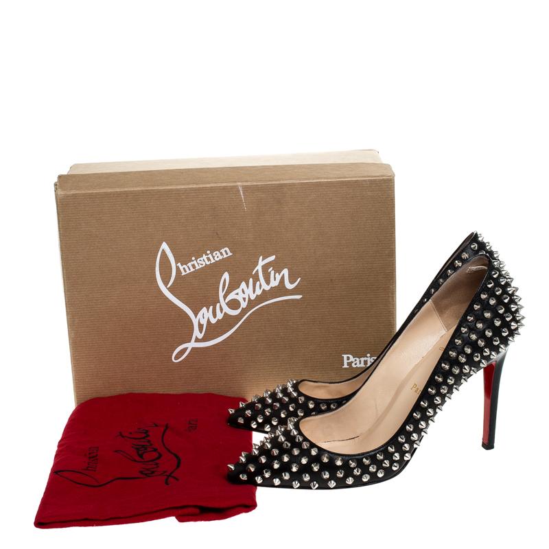 Christian Louboutin Black Leather Pigalle Spikes Pumps Size 40.5 4