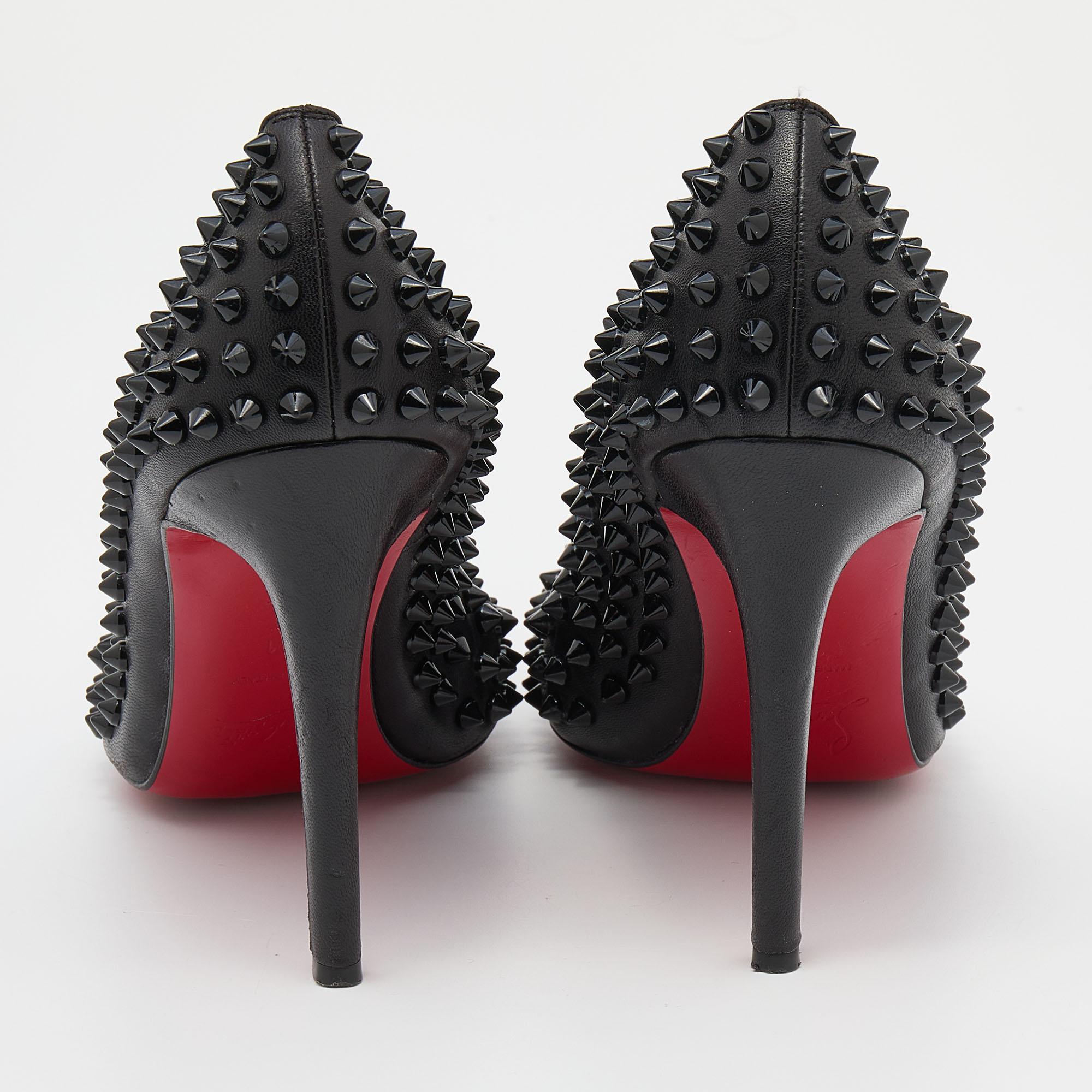 Christian Louboutin Black Leather Pigalle Spikes Pumps Size 41 1