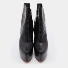 Christian Louboutin Black Leather Platform Ankle Length Boots Size 41