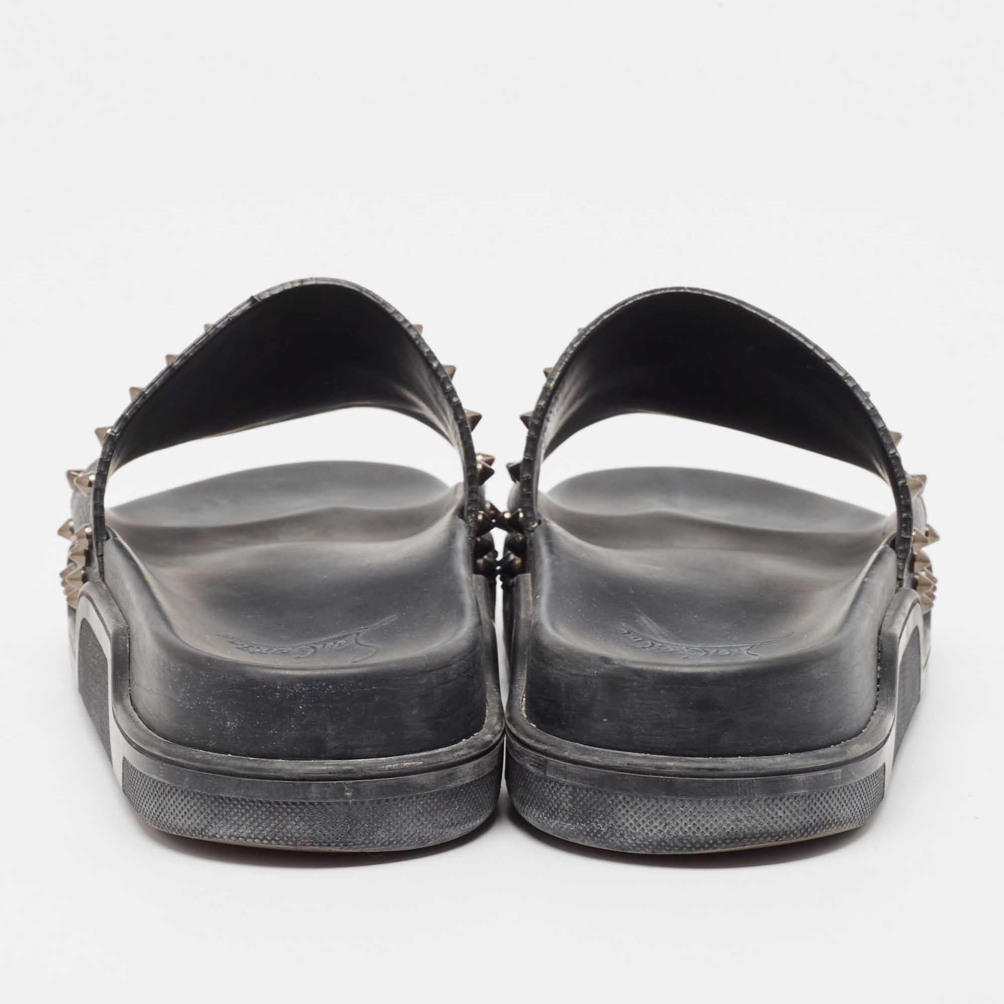 Christian Louboutin Schwarze Leder-Pool- Fun Slides aus Leder Größe 41 1