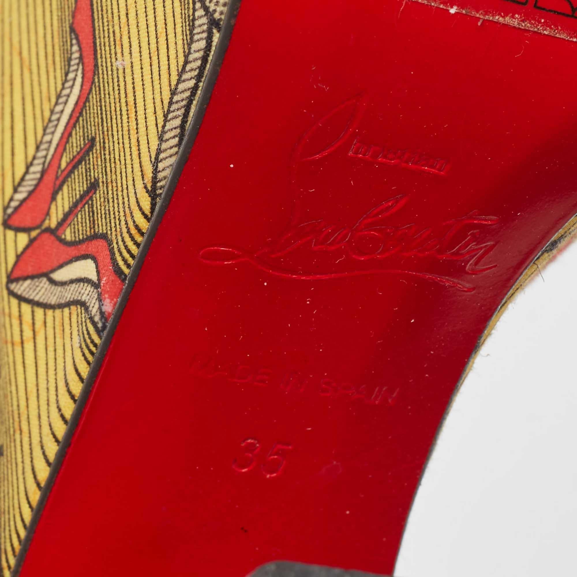Christian Louboutin - Sandales en cuir noir à plateforme imprimée et à talon bloc Bon état - En vente à Dubai, Al Qouz 2