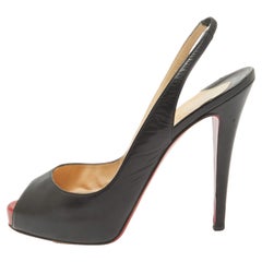 Christian Louboutin Black Leather Private Number Peep Toe Pumps Size 40