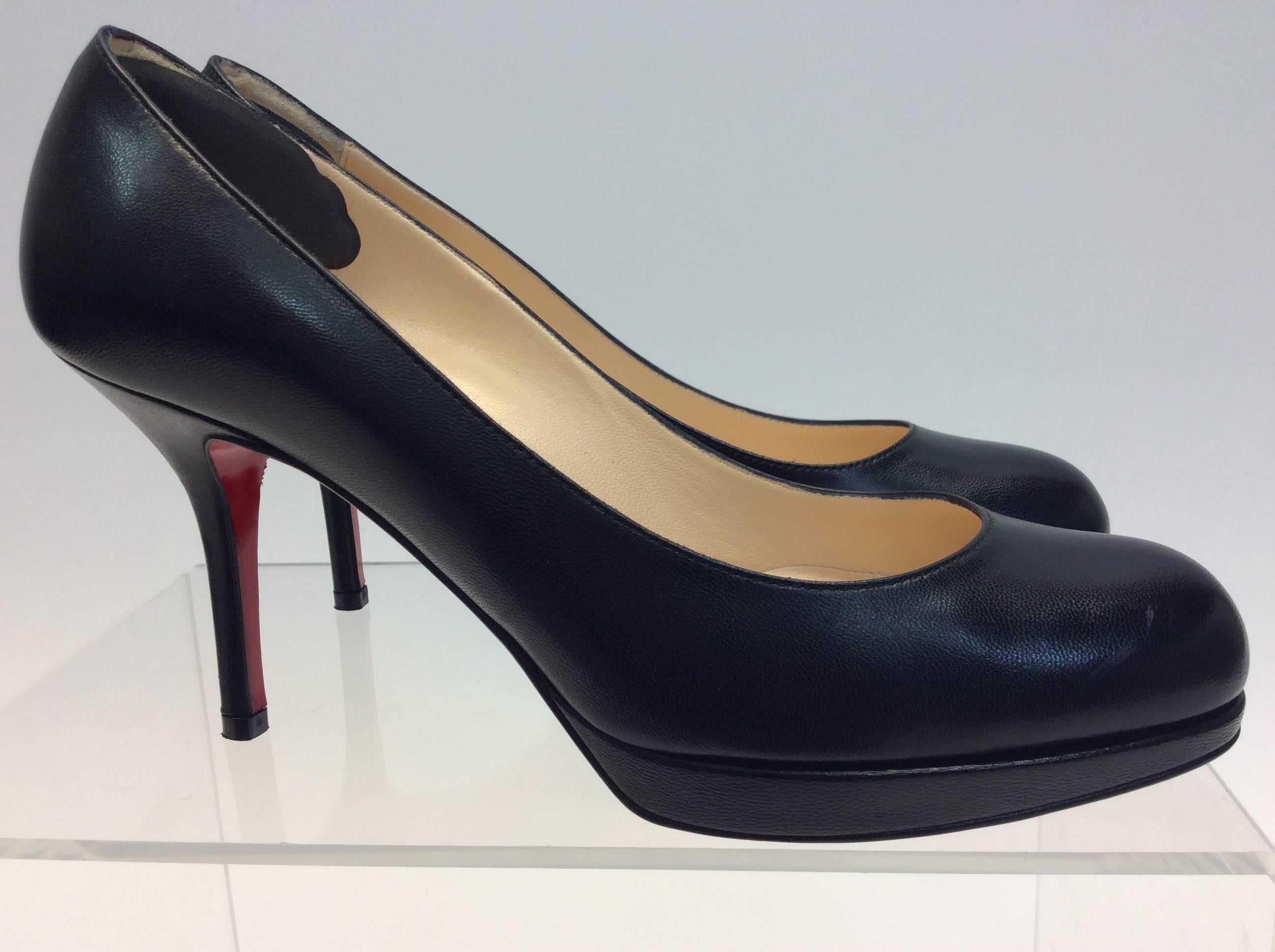 Women's Christian Louboutin Black Leather Pumps For Sale