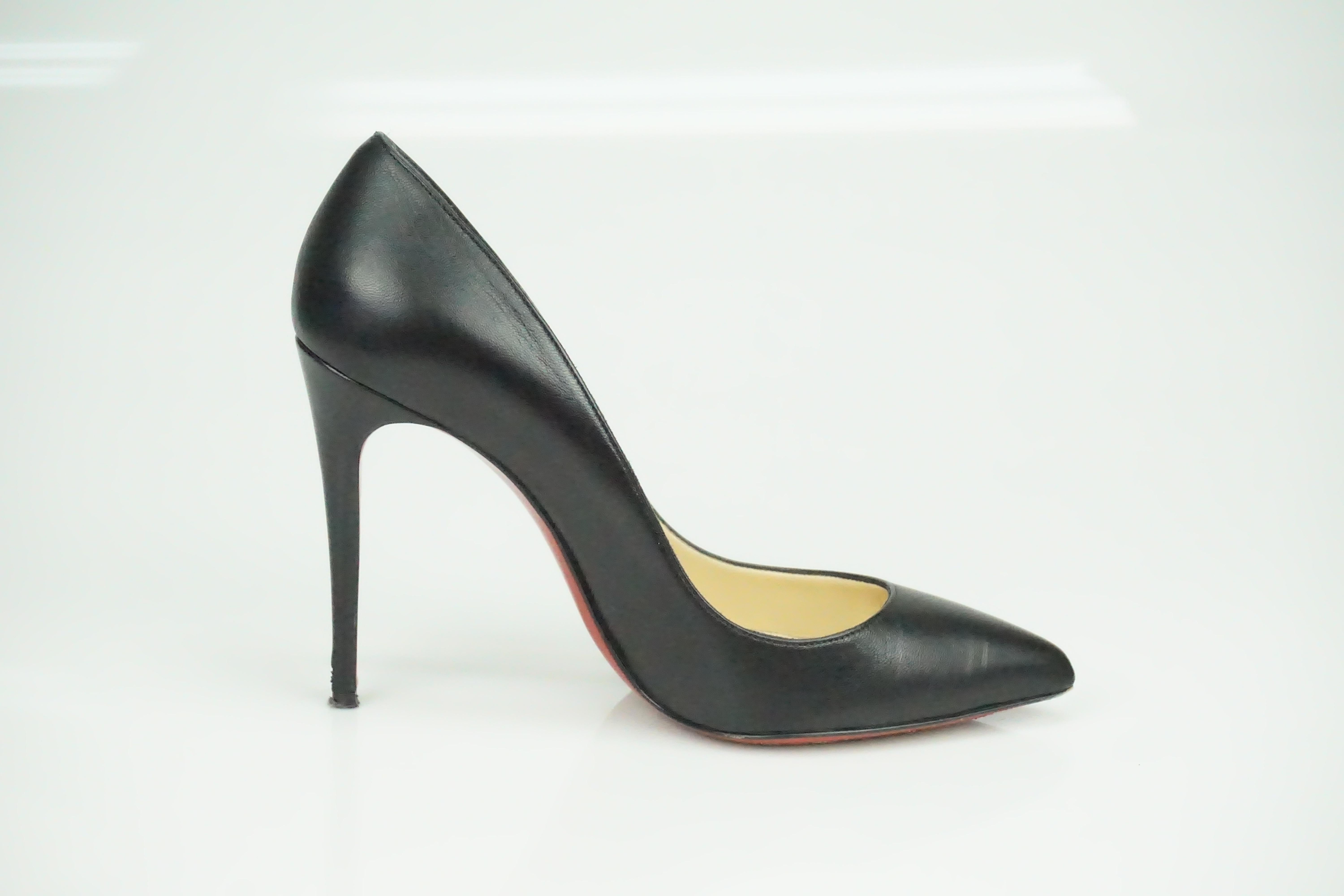 Christian Louboutin Black Leather Pumps w/ Pointed Toe - 36.5  These gorgeous heels are in good condition. They have some wear to them on the bottom near the toe area. The inside sole also has some wear to it as well. The black leather has no scuffs