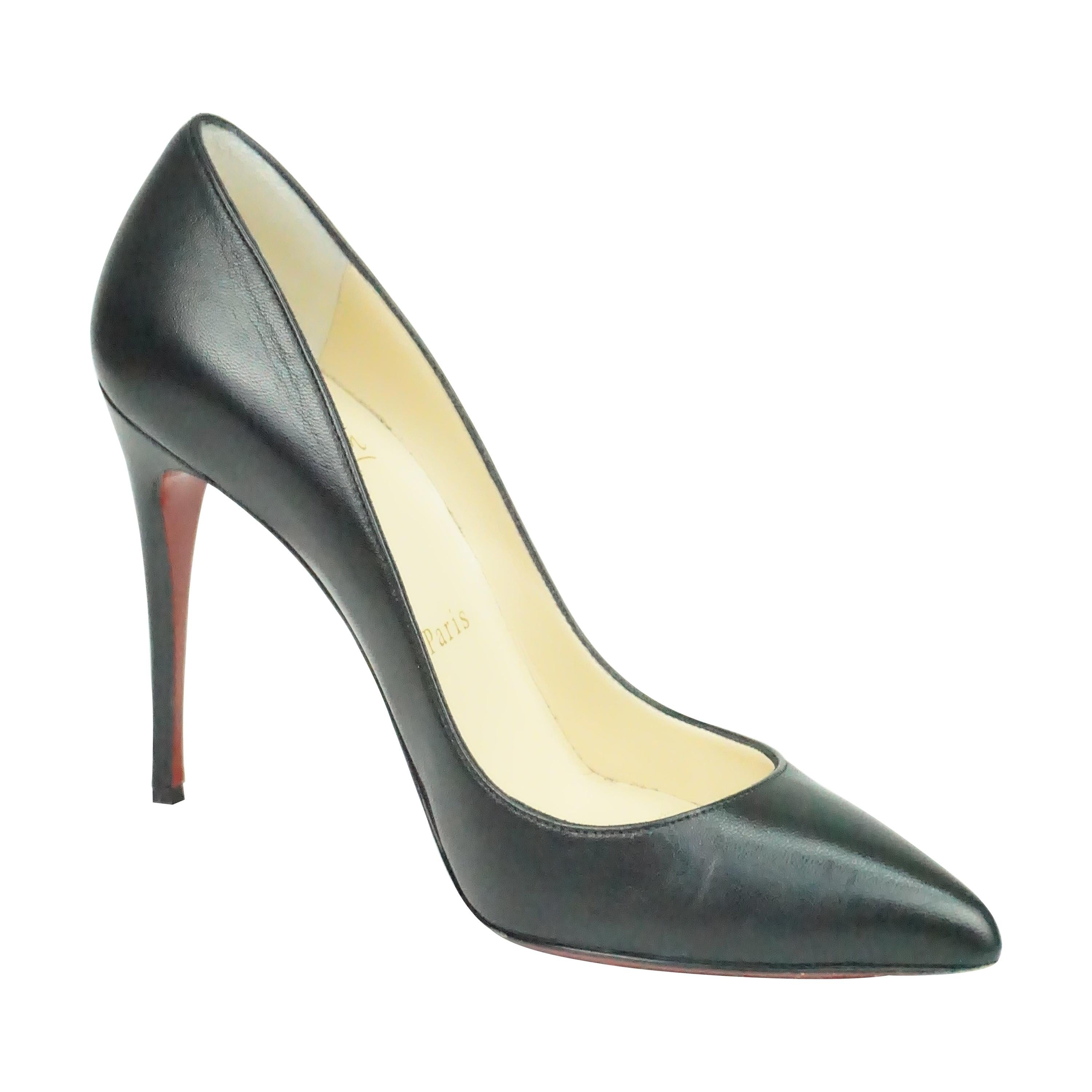 Christian Louboutin Black Leather Pumps w/ Pointed Toe - 36.5