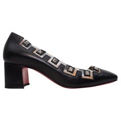 Christian Louboutin Black Leather & PVC Studded Pumps