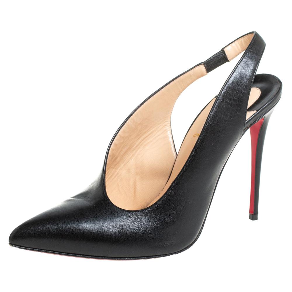 Christian Louboutin Black Leather Studded Ballet Flats Size 38.5 at 1stDibs