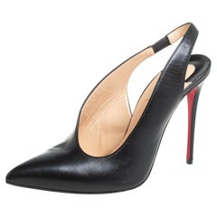 Christian Louboutin Black Leather Rivafish Pointed Toe Sandals 38.5