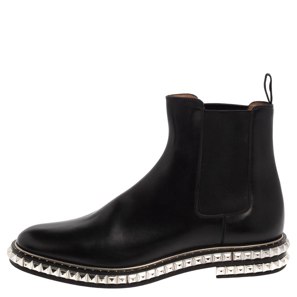 These Christian Louboutin Chelsea boots are absolutely worth the splurge. They are laceless and so well-crafted with leather. The boots are detailed with studs, along with stretch fabric inserts and pull tabs. They are equipped with comfortable