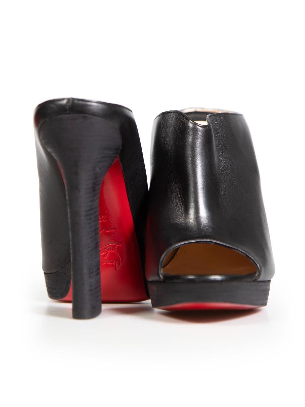 Christian Louboutin Black Leather Roche Mules Size IT 39.5 In Good Condition In London, GB