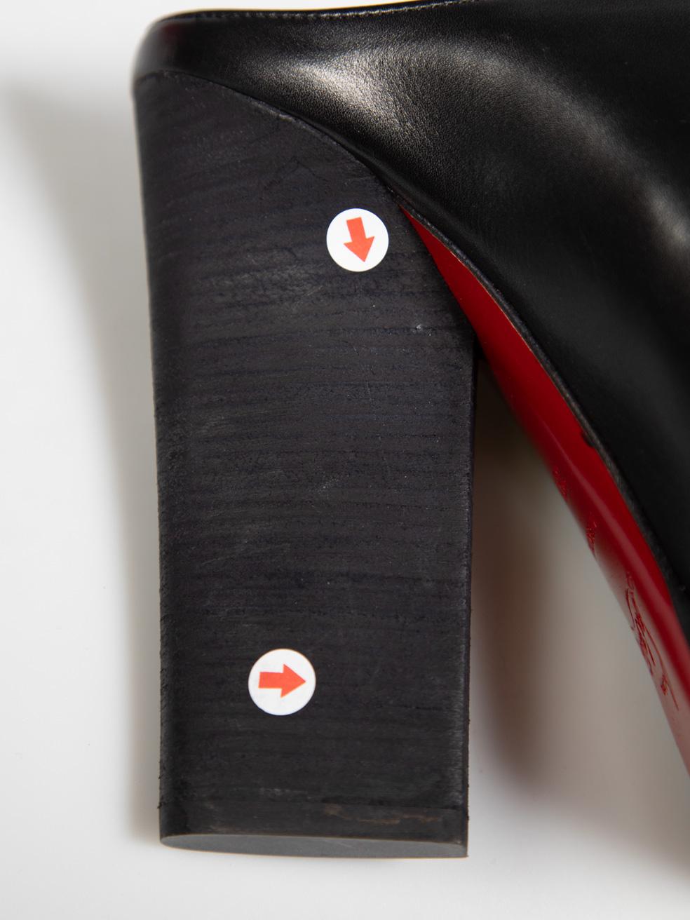 Christian Louboutin Black Leather Roche Mules Size IT 39.5 3