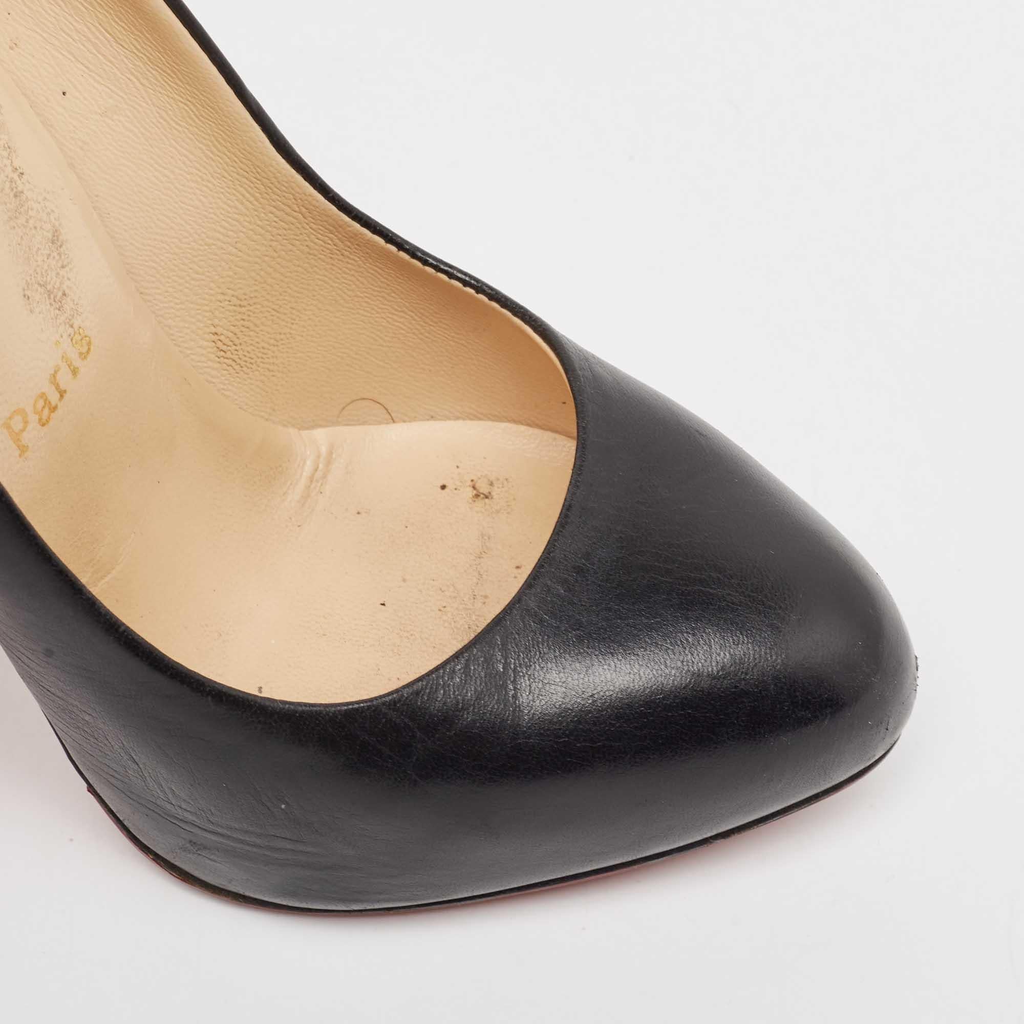 Christian Louboutin Black Leather Rolando Pumps Size 37 For Sale 3