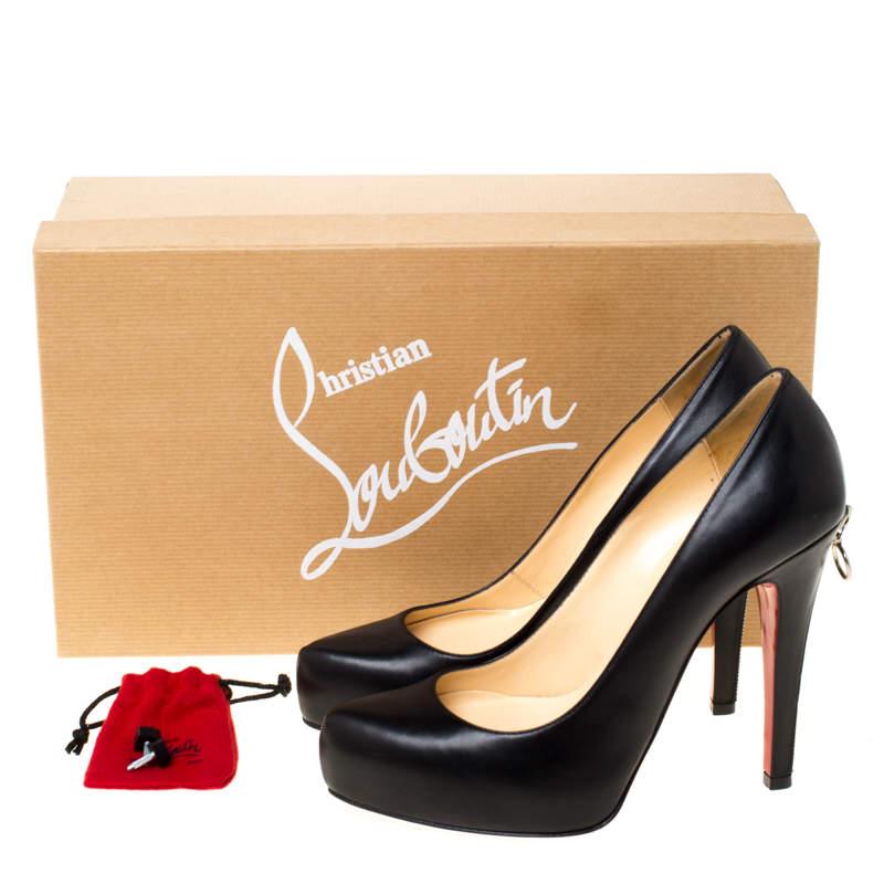 Christian Louboutin Black Leather Rolandzip Platform Pumps Size 36 4