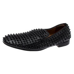 Christian Louboutin Black Leather Rollerboy Spiked Loafers Size 43.5