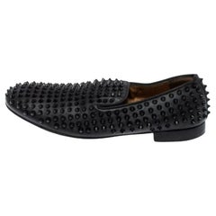 Christian Louboutin Black Leather Rollerboy Spiked Loafers Size 43.5