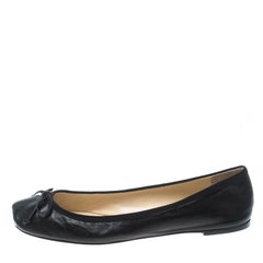 Christian Louboutin Black Leather Rosella Square Toe Ballet Flats Size 40