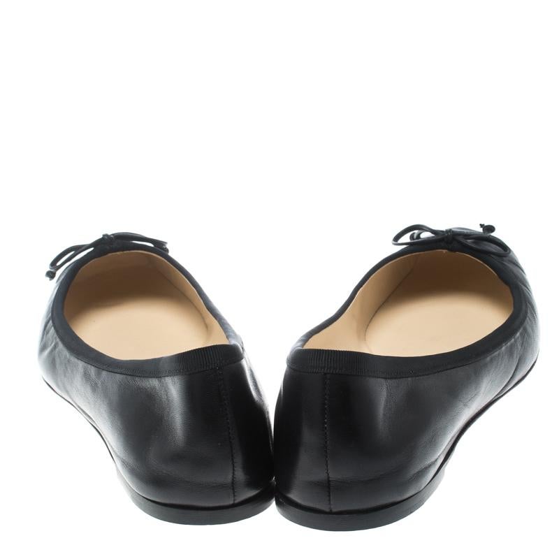 Christian Louboutin Black Leather Rosella Square Toe Ballet Flats Size 40 1