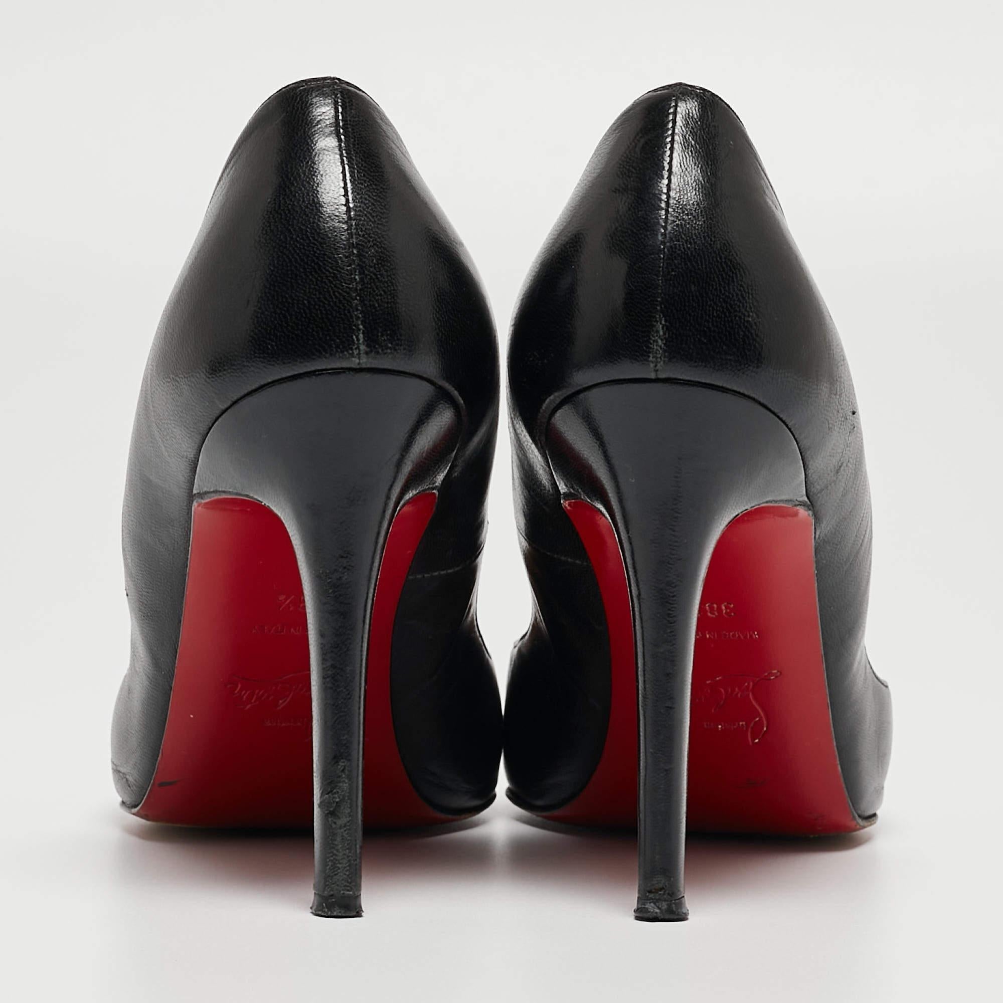 Christian Louboutin Black Leather Round Toe Pumps Size 38.5 1
