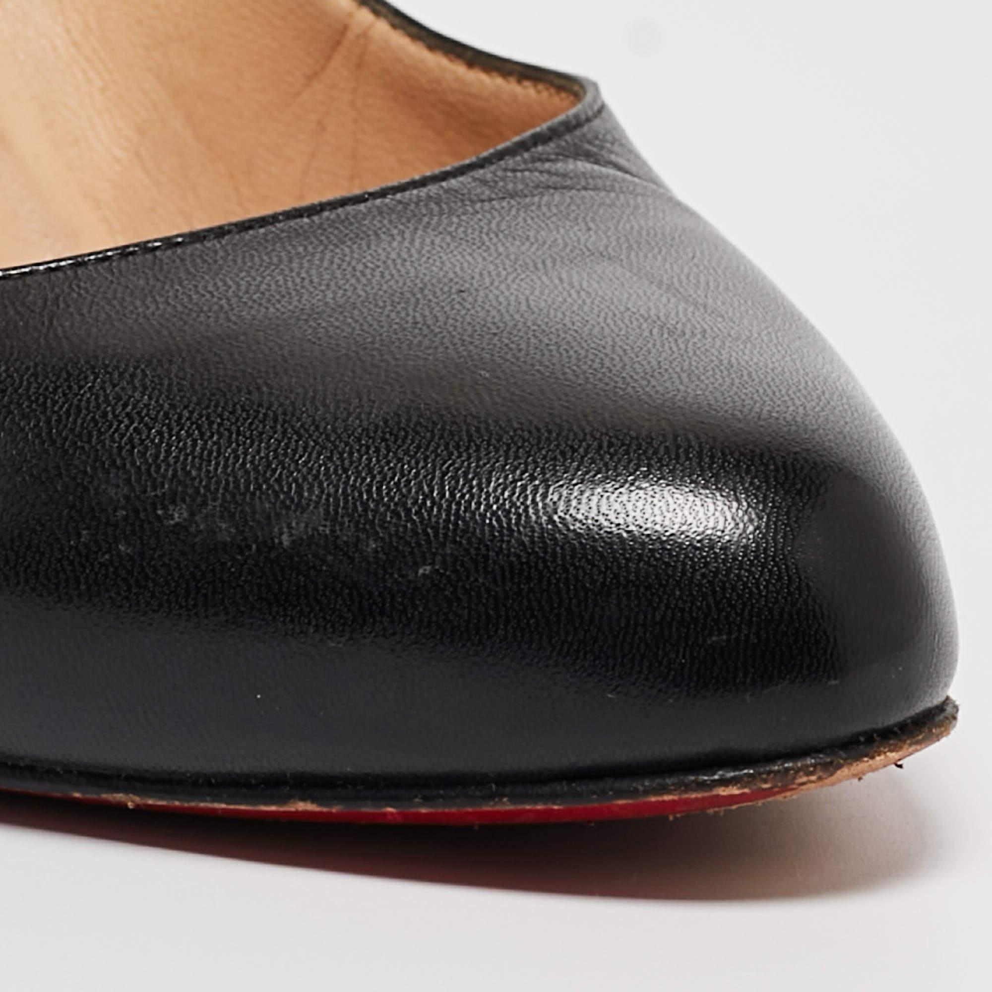 Christian Louboutin Black Leather Round Toe Pumps Size 38.5 4
