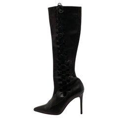 Christian Louboutin Black Leather Sempre Knee Length Boots Size 37