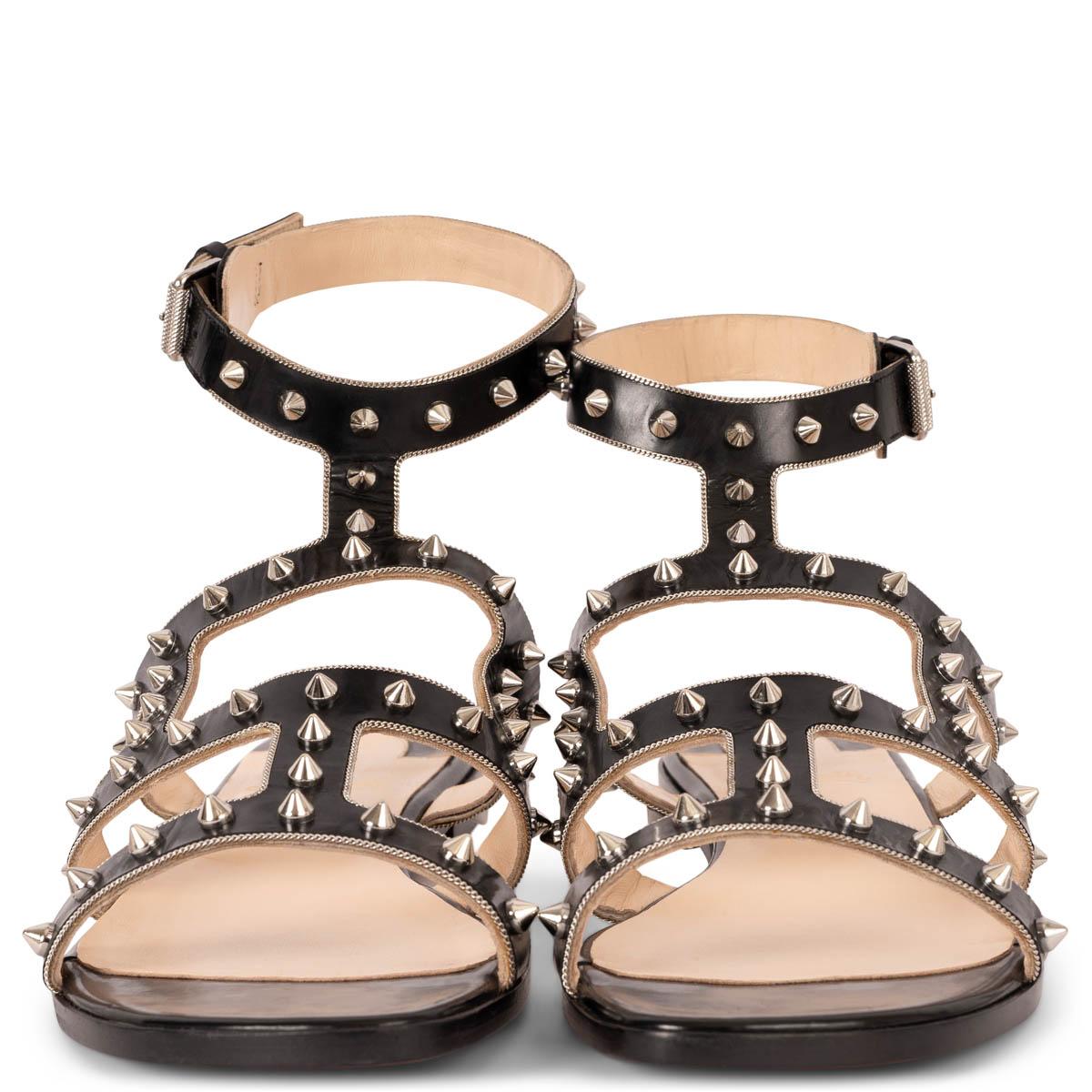 100% authentic Christian Louboutin Sexistrapi Gladiator sandals in black Jazz calf leather  embellished with silver-tone spikes. Brand new. Come with dust bags. 

Measurements
Imprinted Size	39
Shoe Size	38.5
Inside Sole	25.5cm (9.9in)
Width	7.5cm