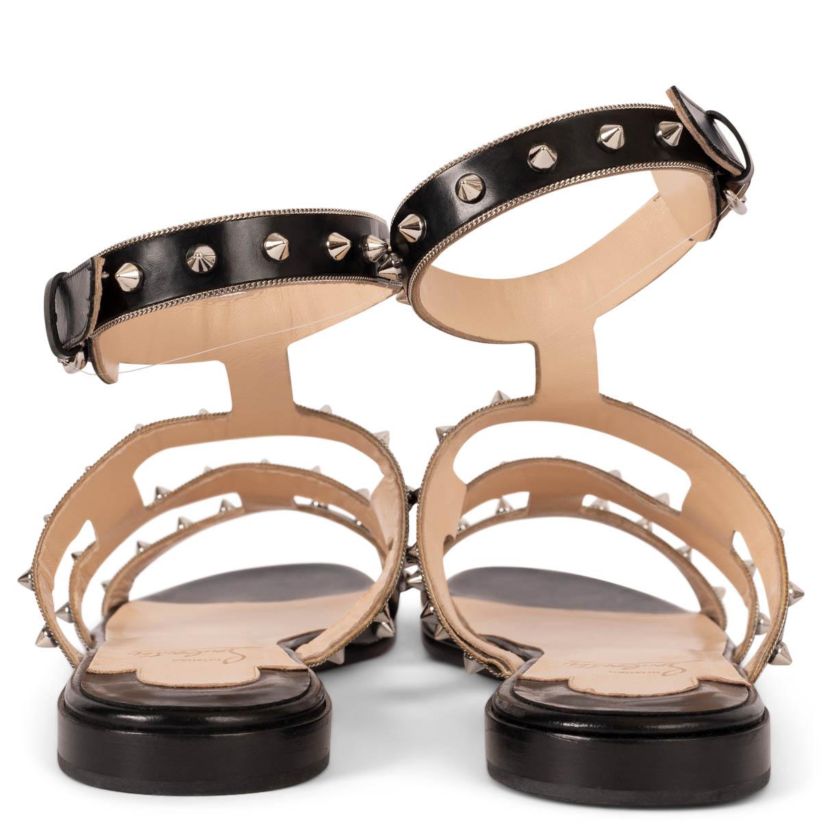 CHRISTIAN LOUBOUTIN black leather SEXISTRAPI Gladiator Sandals Shoes 39 fit 38.5 For Sale 1