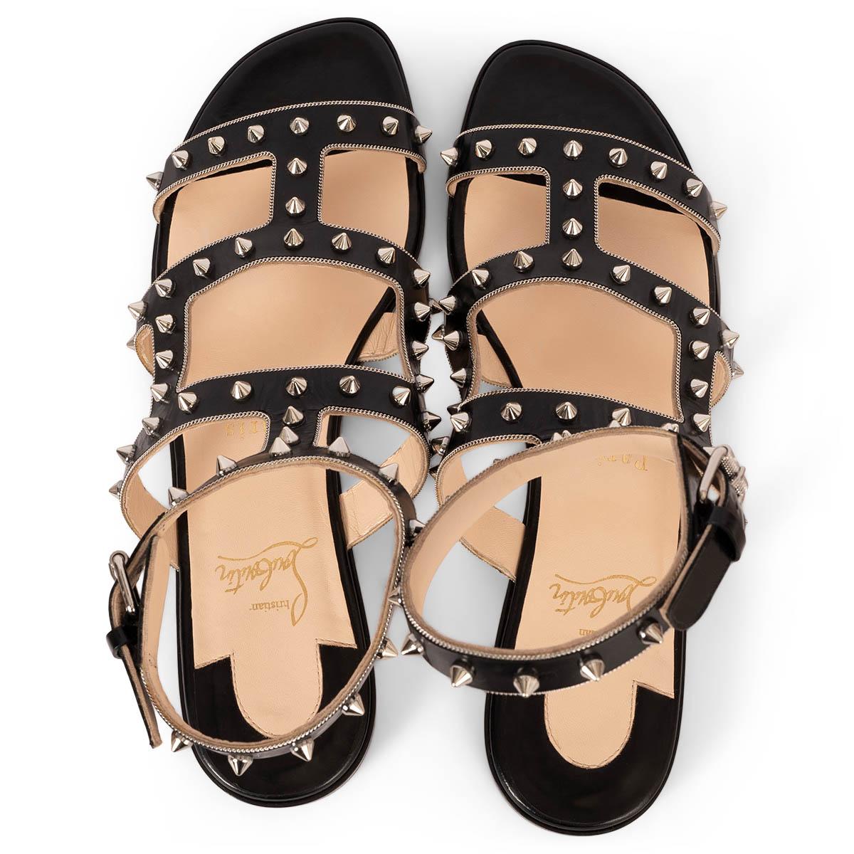 CHRISTIAN LOUBOUTIN black leather SEXISTRAPI Gladiator Sandals Shoes 39 fit 38.5 For Sale 2