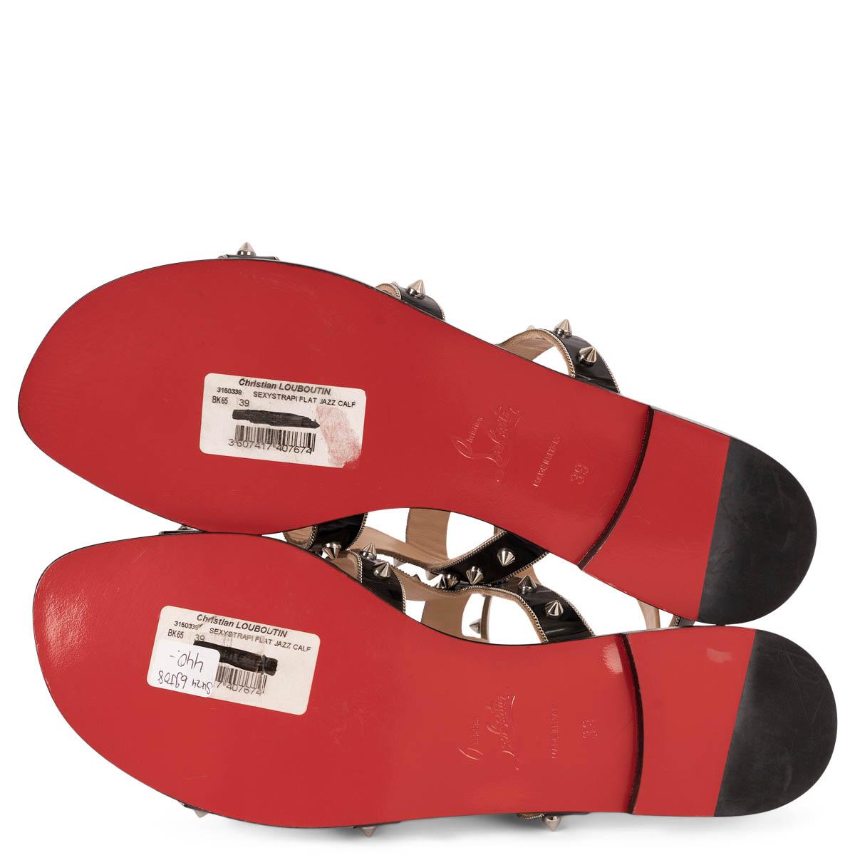 CHRISTIAN LOUBOUTIN Gladiator-Sandalen aus schwarzem Leder SEXISTRAPI, Schuhe 39, Größe 38,5 im Angebot 3