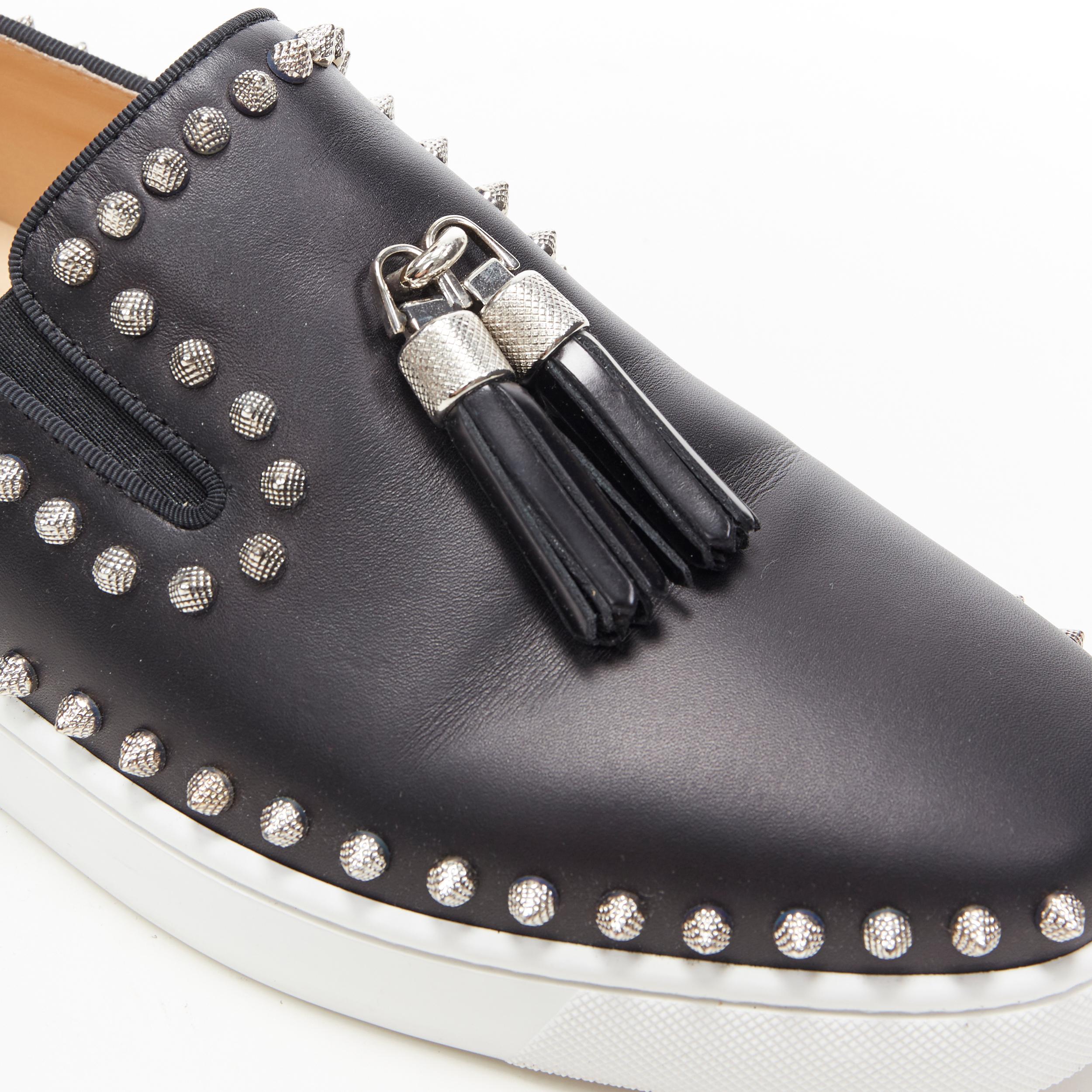 CHRISTIAN LOUBOUTIN black leather silver spike stud tassel skate sneaker EU41.5 3