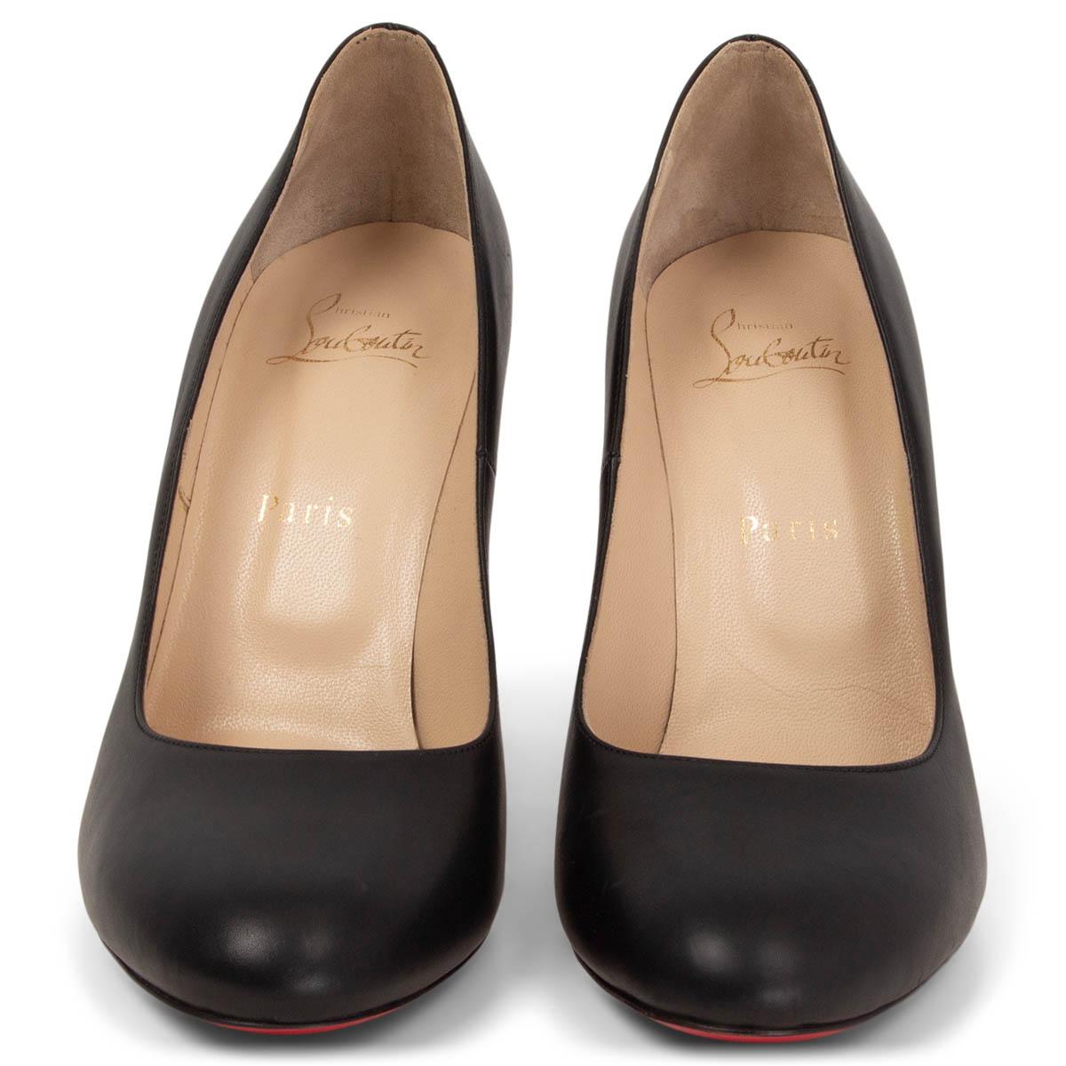 100% authentic Christian Louboutin Simple round-toe pumps in black matte leather featuring signature red leather sole. Brand new. 

Measurements
Imprinted Size	38.5
Shoe Size	38.5
Inside Sole	25cm (9.8in)
Width	7.5cm (2.9in)
Heel	10cm (3.9in)

All