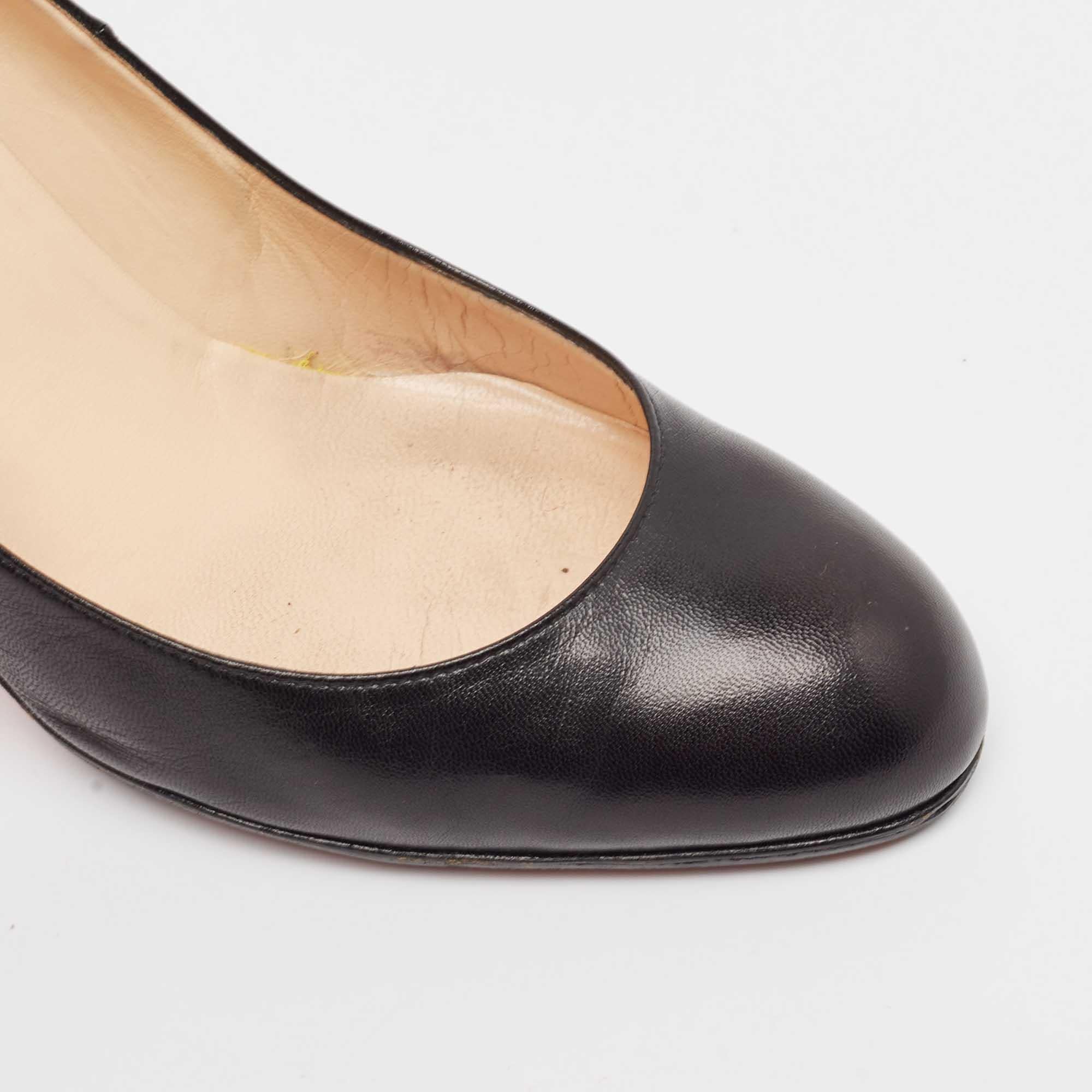Christian Louboutin Bombas sencillas de cuero negro Talla 37.5 2