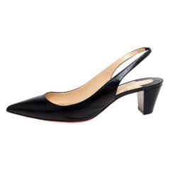 Christian Louboutin Black Leather Slingback Sandals Size 40