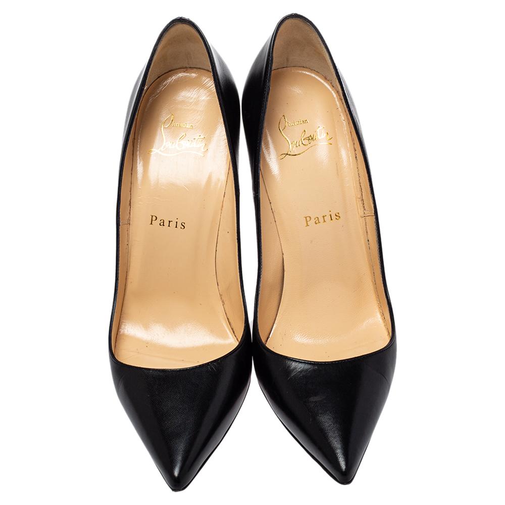 Christian Louboutin Black Leather So Kate Pointed Toe Pumps Size 38.5 In Good Condition In Dubai, Al Qouz 2