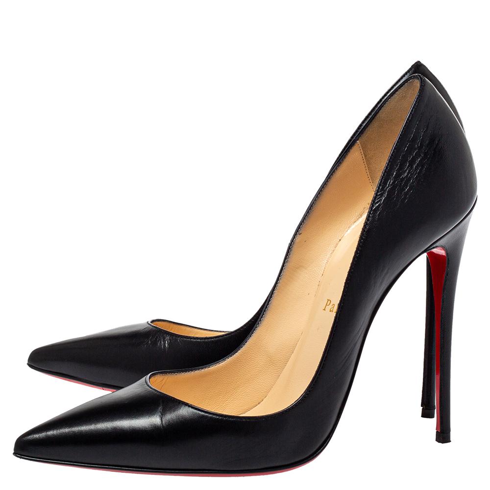 Christian Louboutin Black Leather So Kate Pointed Toe Pumps Size 38.5 1