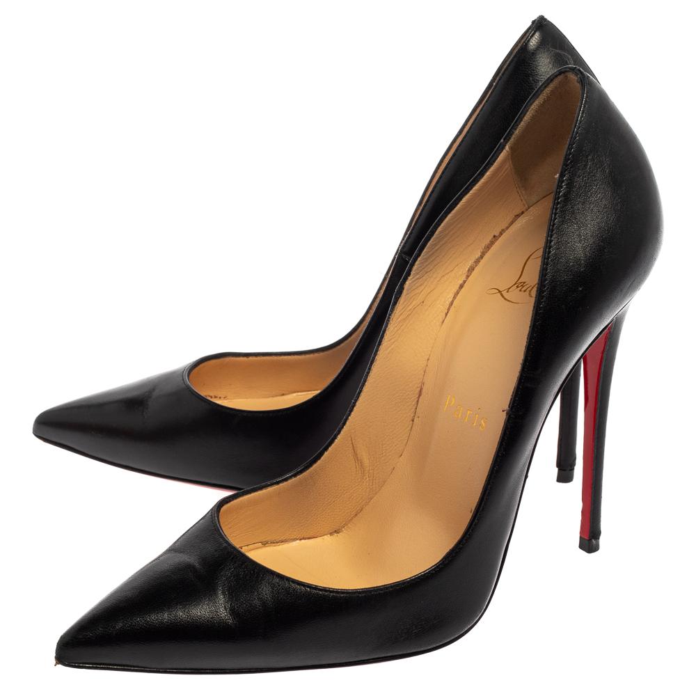 Women's Christian Louboutin Black Leather So Kate Pumps Size 37 For Sale