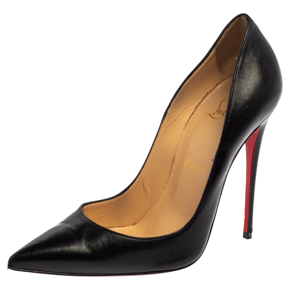 Christian Louboutin Black Leather So Kate Pumps Size 37 For Sale