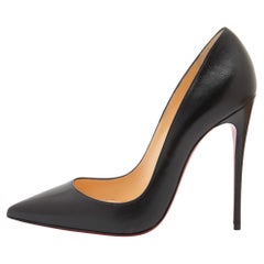 Used Christian Louboutin Black Leather So Kate Pumps Size 37.5